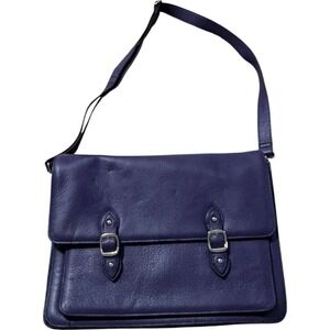 Leveret Purple Leather Satchel Crossbody Bag with‎ Buckle Detail for Women